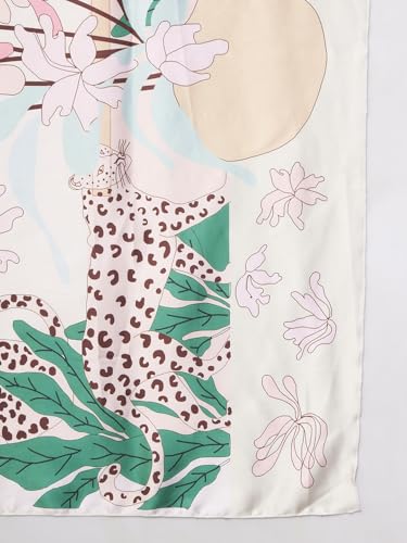 Image of Ravaiyaa - Attitude is everything Women Silk Digital Print Large Square Scarf Breathable Lightweight Neckerchief Printed Headscarf 40 inch x 40 inch Inch