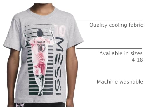 Image of Messi Boys' Lifestyle Short Sleeve T-Shirt, Slim-fit Graphic Tee, Cotton Blend Fabric