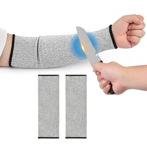 flintronic Maniche Resistenti al Taglio, 1Paia Protezioni per Braccia di Protezione Anti-taglio Livello 5, Manicotti Braccia per Pelle Sottile, Lividi Maniche, per Lavori in Cucina da Giardinoo(35CM)