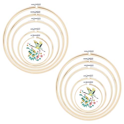 TAECOOOL 10 PCS Kreis Kreuzstich Reifenringe 4 Zoll bis 10 Zoll, runde Bambus Stickrahmen zum Nähen von Kreuzstich und zur Herstellung von Hochzeitsdekoration (5 Größen) Cover