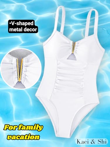 Kaei&Shi One Piece Swimsuit Women Tummy Control,Metal Piece V Wire Bathing Suit,Ruched Corset Cheeky Swimsuits Beach Pool4