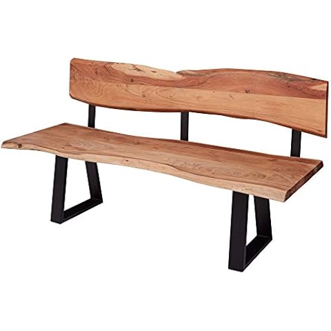 FineBuy Esszimmerbank 160x85,5x60 cm Akazie Massivholz Bank Cover