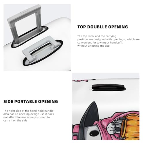 Cute Ghost Witch Holding A Stick Elastic Travel Luggage Covers Dustproof Scratch-Resistant Suitcase Protector Fit 22-24 Inch3