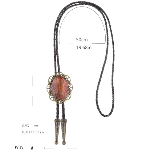 Image of Jeilwiy Bolo Tie for Men Real Stone Westwern Cowboy Ties Silver Bolos Women Leather Necktie Gift for Birthday Christmas