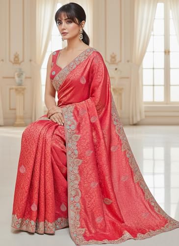 Image of Glory Sarees Women's Pure Soft Silk Banarasi Saree Traditional Embroidery Paisley Border With Blouse Piece (Qualamkars 103 Parent A)