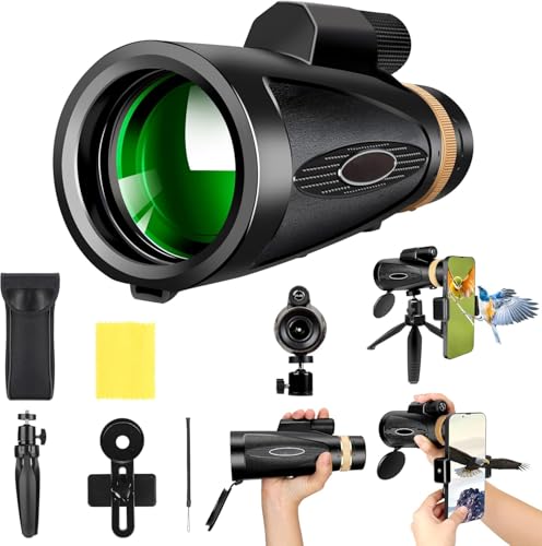 Monokular Teleskop 30X60 HD Monokular Fernrohr Erwachsene Monokulars Fernglas mit Smartphone Halterung Stativ FMC BAK4 Prisma Wasserdicht Kompakt Monokulars für Erwachsene Vogelbeobachtung Reisen