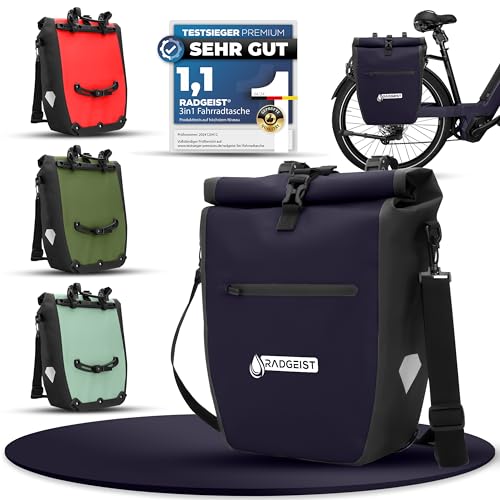RADGEIST Fahrradtasche für Gepäckträger - Tasche für Fahrrad Gepäckträger - Gepäckträgertasche wasserdicht & Umhängetasche - Radtasche mit Reflektoren