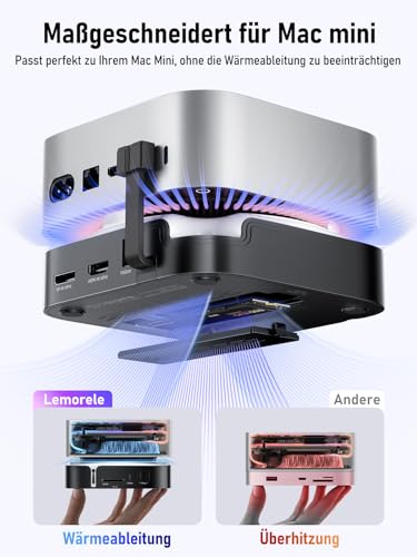 Image of Lemorele Mac mini M4 Docking Station - Dual HDMI + DisplayPort withTriple Monitor Support