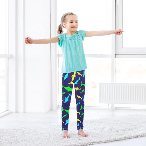 CaTaKu Girls Leggings Cute Sharks Silhouette Leggings for Girls Kids Athletic Workout Yoga Pants Size 4-10T3