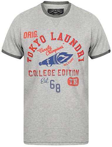 Image of Tokyo Laundry Groove Jam Crew Neck T-Shirt in Light Grey Marl L