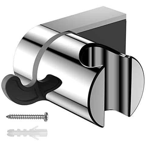 YEAUPE Shower Head Holder with Mounting Material, Shower Holder with Screws, Chrome, Compatible with Most Shower Head Shower Hose Cover
