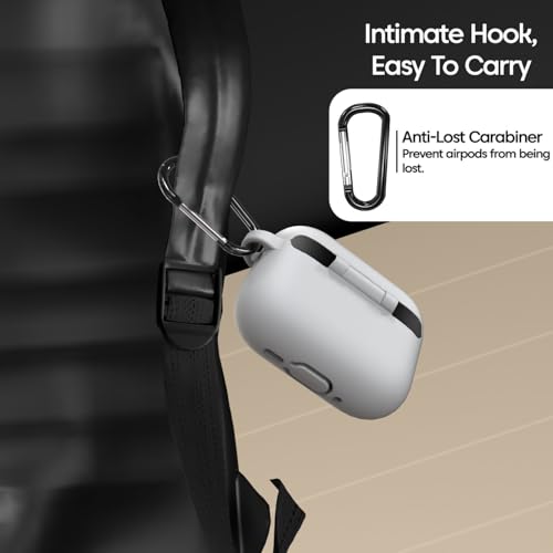 Image of Sounce Earphone Case Cover Compatible with Airpods Pro 3 / 3rd Generation TWS Soft Silicone Skin Case Cover Shock Absorbing Protective Case with Keychain [Front LED Visible] - Grey