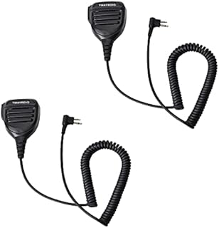 TWAYRDIO Handheld Speaker Mic Two-Way Radio Remote Shoulder Microphone for Motorola Radios CP200 CP200D CP185 Yaesu FT-4XR FT-65R FT-25R,Compact Design,Long-Life Coil Cord(Pack of 2)