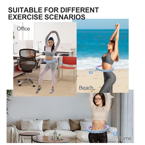 Plus Size Silent Weighted Hula Infinity Fitness Detachable Hoops 65-Inch 32 Knot, Smart Noiseless Infinity Hula for Women, 2-in-1 Waist and Abdominal Home Workout Equipment - Thumbnail 5