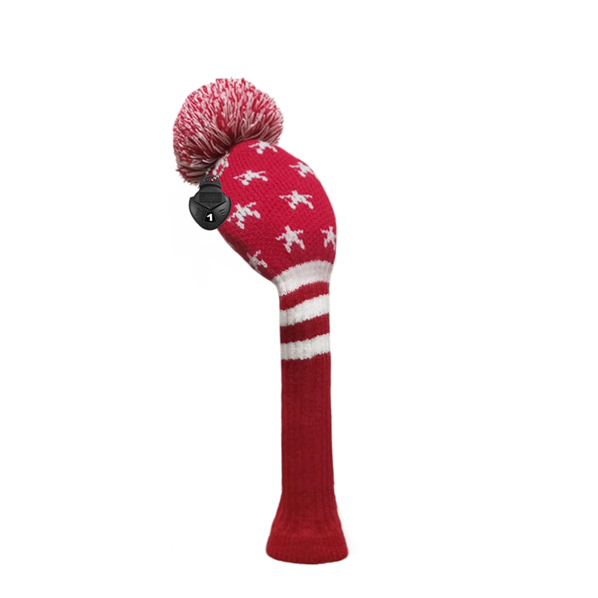 Scott Edward Acrylic Multicolor Knit Golf Headcovers Driver Wood Cover(460CC), Soft Washable Pom-Pom Club Protectors, Unisex(Red White Star)