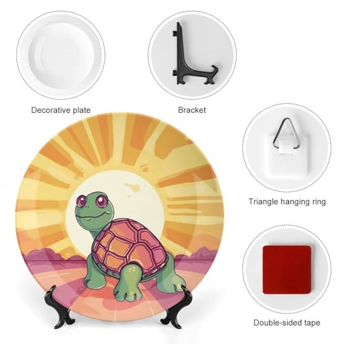 Plato decorativo Bone China Turtle in The Sun 7 pulgadas miniatura 3