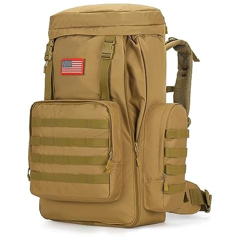 4land Big Camping Backpack for Men, Extra Large Hiking Backpack for Travel, 60L70L85L Oversized Waterproof Military Rucksack Cover