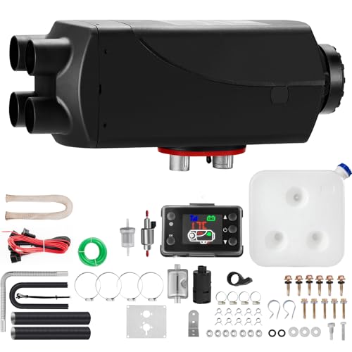VEVOR Diesel Air Heater 8KW with Muffler, 12V 10L Tank for Boats, Buses, RVs, and Trailers. Includes 8000W Heating Power and LCD Monitor
