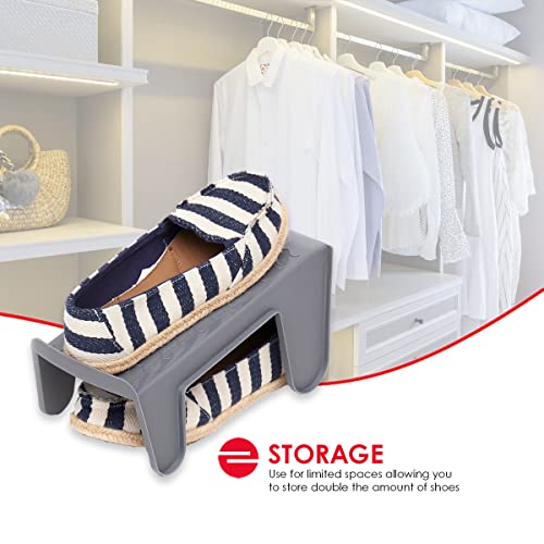 Home Basics Shoe Stacker Organizers For Closet (Pack Of 4), Grey Plastic Shoe Stackers For A Pair Of Shoes | Non-Slip Shoe Slots For Sandals, Flats, Sneakers, And Heels #TOP2
