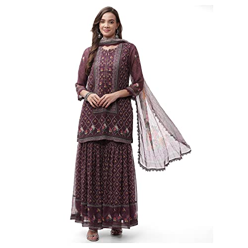 Image of BIBA Women Art Silk Sharara Kurta Garara Suit Set