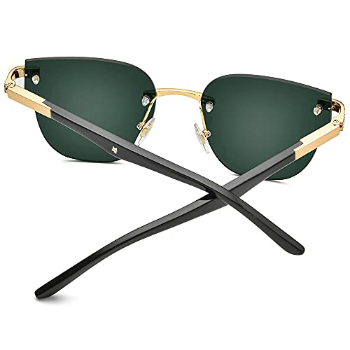 Image of HEPIDEM 100% Really Buffalo Horn Handmade Sun Glasses for Women,Square Rimless Luxury Buffs Sunglasses With Diamonds