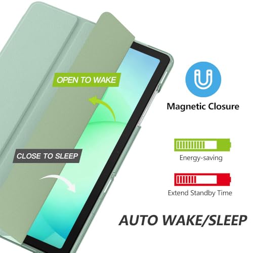 Image of MoKo for Samsung Galaxy Tab A11 Plus / A11+ Case 11 Inch 2026, Galaxy Tab A9 Plus / A9+ Case 11 Inch 2024, Slim Stand Hard PC Translucent Back Shell Smart Cover, Auto Wake /Sleep, Agave Green