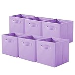 PowerKing Storage Box, 6 Pieces Foldable Storage Cube Storage Box Made of Fabric in Cube Shape – Light Purple