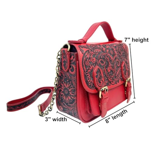 Myra Bag Leather Western Floral Embossed Boho Shoulder Bag for Women2