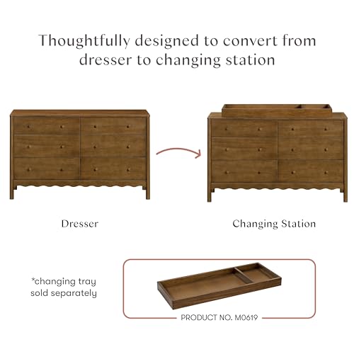 Image of Babyletto Swell 6-Drawer Assembled Baby Dresser, Natural Walnut | GREENGUARD Gold Certified, 6 Spacious Drawers, Dresser for Bedroom, Living Room & Hallway - Wooden Double Chest of Drawers