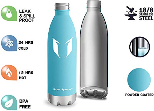 Super Sparrow Insulated Water Bottle Double Wall Vacuum Stainless Steel Bottle, Small Mouth Cola Shape Travel Thermal Flask 12/17/25oz Bottles, Perfect for Outdoor Sports Camping Hiking Cycling
