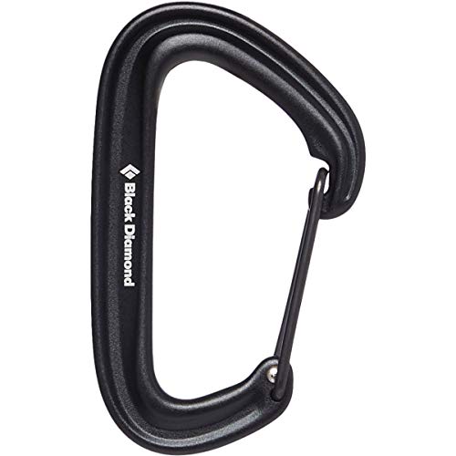BLACK DIAMOND LiteWire Carabiner | Lightweight Hot-Forged Wiregate | Durable Aluminum Build | Smooth Clipping for Trad & Sport Rock Climbing | Black