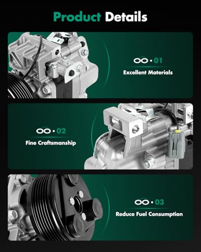 Image of SCITOO AC Compressor for Mazda for CX-7 2.3L 2007-2008 | Fast Cooling, Ultra Low Noise (≤72 dB)Air Conditioner Compressor with Clutch, Easy Installation, EG2161450 EG2161450A