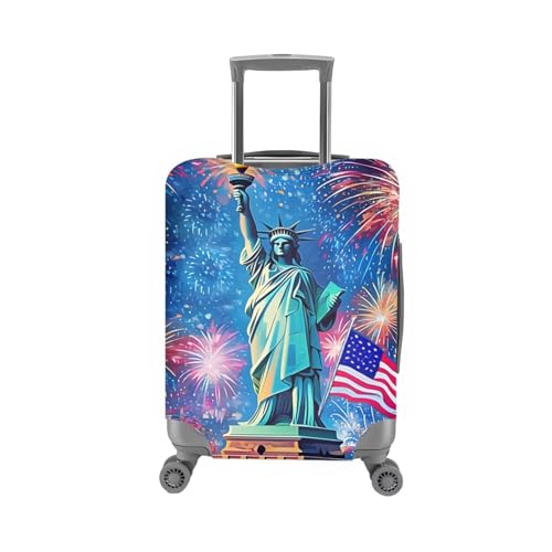 Image of Mumeson Statue of Liberty Luggage Cover for Suitcase Protector Zipper Closure Baggage Case Protective Fit 18-32 inch Suitcase Elastic Covers