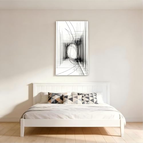 VGJfghTR Lienzo abstracto en blanco y negro para pared, impresión geométrica minimalista, decoración moderna para sala de estar, dormitorio, oficina y hogar (65 x 125 cm/sin marco).