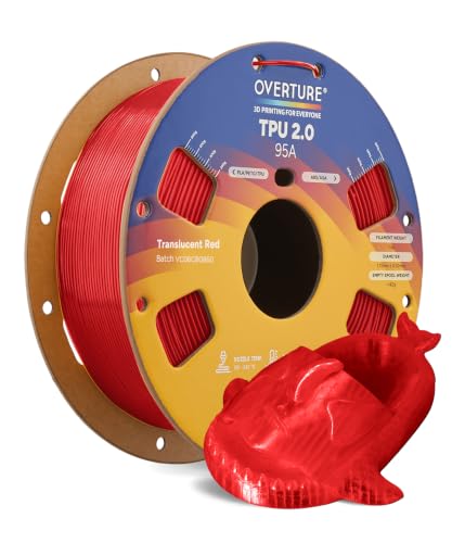 Image of OVERTURE Upgrade TPU 2.0 High-Speed Filament 1.75mm, 1kg Translucent Red