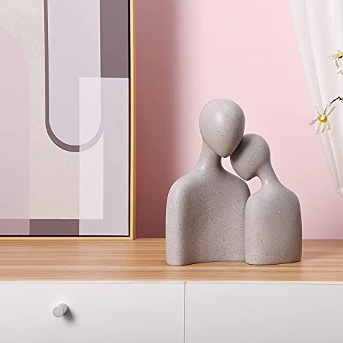 Quoowiit Couple Sculptures For Home Decor, Minimalist Romantic Lover Statue For Shelf Decor Office Decor Table Decorations For Living Room Bedroom, Gift For Anniversary Valentine Birthday (Grey-Large) #TOP4