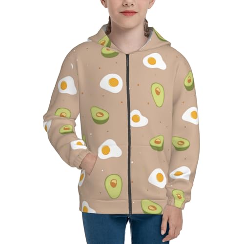 Egg and Avocado Kids Pullover Hoodies Boys Zip Up Sweatshirts Girls Athletic Clothes with Pocket3