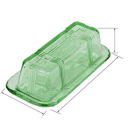 Trenton Gifts Green Depression-Style Glass Butter Dish, Retro Kitchen Decor, Wedding Gift