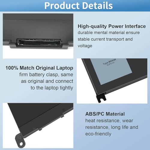 Image of 42Wh WDX0R Laptop Battery for Dell Inspiron 15 7579 7569 5578 5565 5567 5568 5570 5775 5579 7560 7570, 13 5378 5368 7375 7368 7378 , 17 5765 5767 5770 Series P69G001 P58F P58F001 P75F P66F P69G 3CRH3