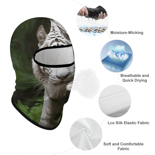 Balaclava Mascarilla para Esquí Balaclava Cubierta Facial Completa Protección Solar Capucha Blanco Majestuoso Tigre de Bengala Cubrecabeza para Verano Enfriamiento Cuello Ciclismo Balaclavas Protector UV para Hombres y Mujeres miniatura 3