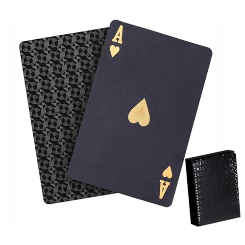 QkonkgnS Diamond Black Waterproof Playing Cards Plastic Deck for Beach &BBQ
