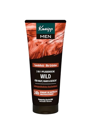 Kneipp MEN 3 in 1 Wild Duschgel - Sandelholz & Bio Grüntee - Für Haut Haar & Gesicht - Verbessert das Hautgefühl - 200ml