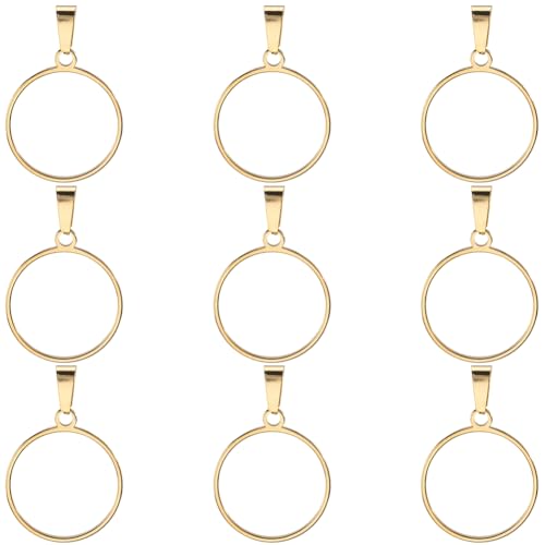 SOFPLATE 1 boîte de 10 breloques rondes à dos ouvert de 20 mm en acier inoxydable 304 creux en résine époxy creuse pour la fabrication de bijoux, bracelets, boucles d'oreilles, loisirs créatifs