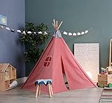 My Elite Fun Teepee Tent for Kids - Cotton Canvas Teepee Kids Play Tent with Carry Bag, Pine Wood...