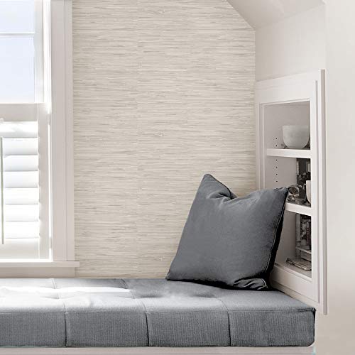 NuWallpaper Cream Vinyl Grassweave Peel & Stick Wallpaper, NUS2875