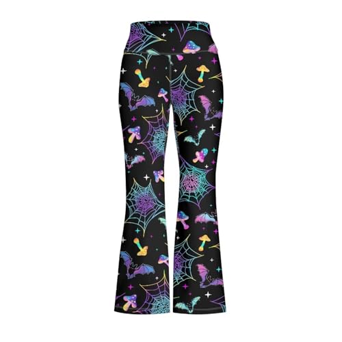 Yruonazao Bat Mushroom Pants for Teen Girls Yoga Pants Size 10-12 Kids Clothes Girls Flare Leggings High Waisted Yoga Bootcut Pants Full Length Bell Bottoms for Yoga,Pilates,Workouts,Running,Cycling