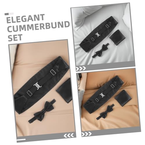 Set de fajín y pajaritas preanudadas para hombre, negro miniatura 3