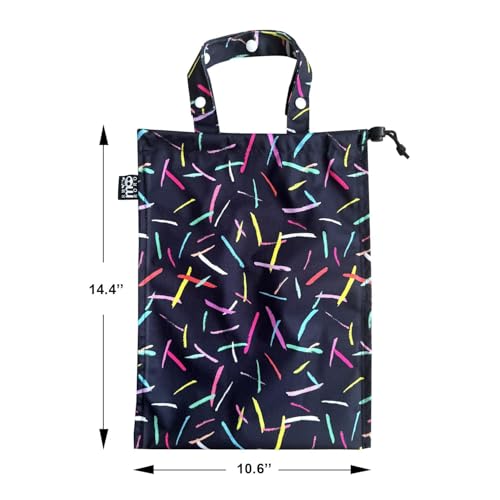 Image of Cute Hanging Car Trash Garbage Bag 100% Leakproof Waterproof Multipurpose for Car Back Front Seat Console with Hanging Strap (Colorful Lines)