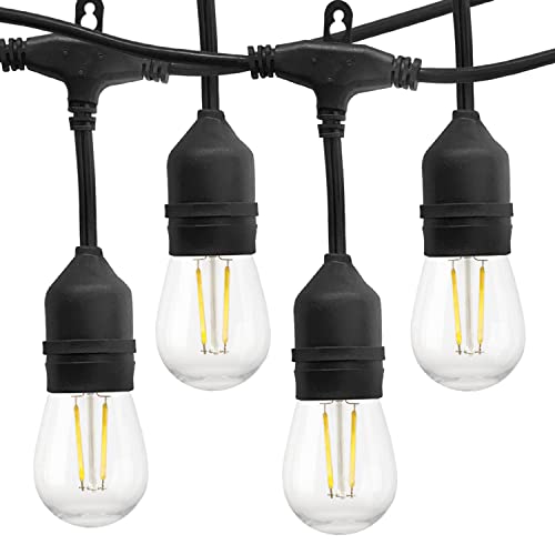 FMART Cadena de luces LED al aire libre, paquete de 2 unidades, resistente al agua, regulable, 2 x 16 enchufes colgantes, bombilla Edison vintage de 2 W, ambiente de café para patio trasero Cover