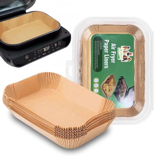 KAHEIGN 100 Piezas Forros Desechables de Papel para Freidoras de Aire, 28CM x 15CM Grandes Papel Pergamino para Parrilla para Ninja Foodi MAX Health y Freidora de Aire AG551EU/AG651EU